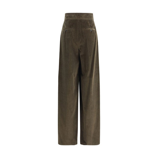 Max Mara Green Cotton Casual Pants