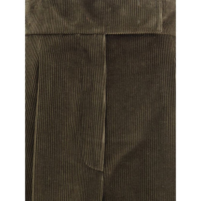 Max Mara Green Cotton Casual Pants