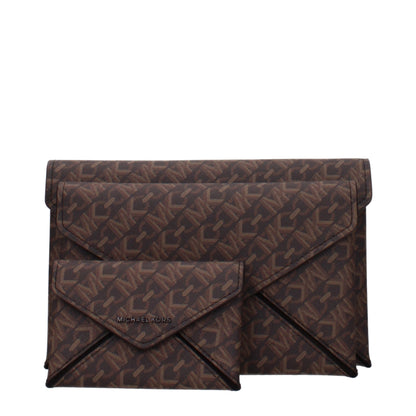 Michael Kors Brown Fabric Clutch Bag