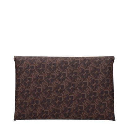 Michael Kors Brown Fabric Clutch Bag
