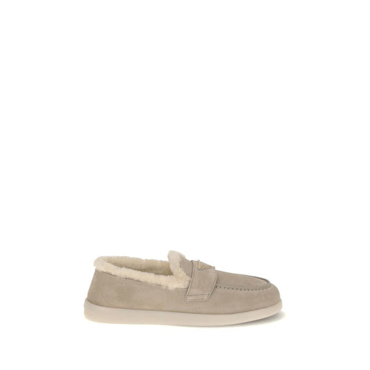 Prada Beige Leather Slip-On Loafers