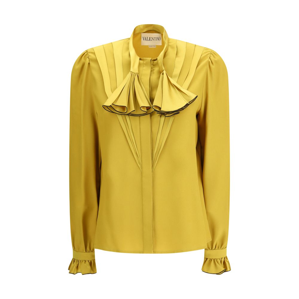 Valentino Silk Ruffle Pleated Blouse