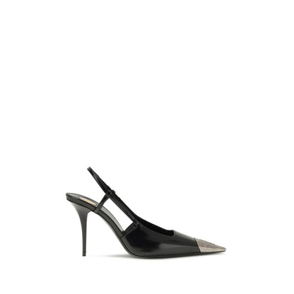 Saint Laurent Black Calf Leather Bos Taurus High Heel Pumps