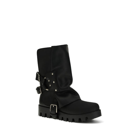 Dolce & Gabbana Black Calf Leather Bos Taurus Ankle Boots