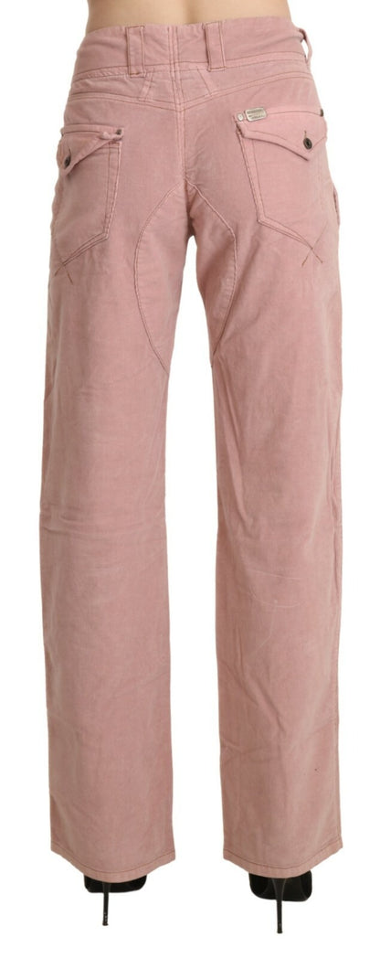 Ermanno Scervino Cotton Pink High Waist Straight Trouser Pants