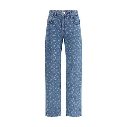 Marine Serre Light Blue Cotton Straight-Leg Jeans