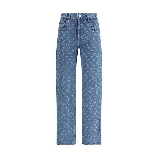 Marine Serre Light Blue Cotton Straight-Leg Jeans