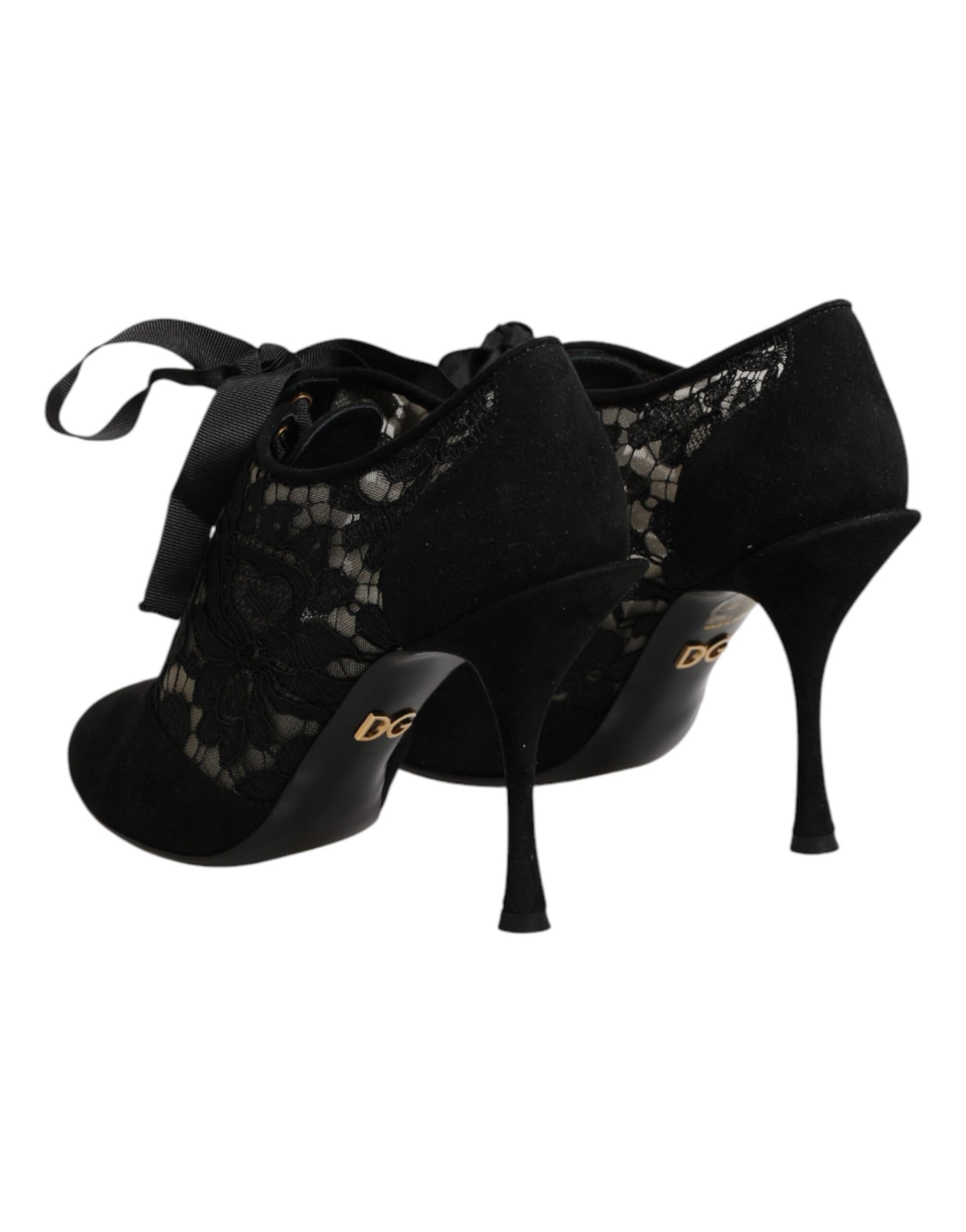 Scarpe con tacco alto e stringate Dolce &amp; Gabbana nere con stampa floreale