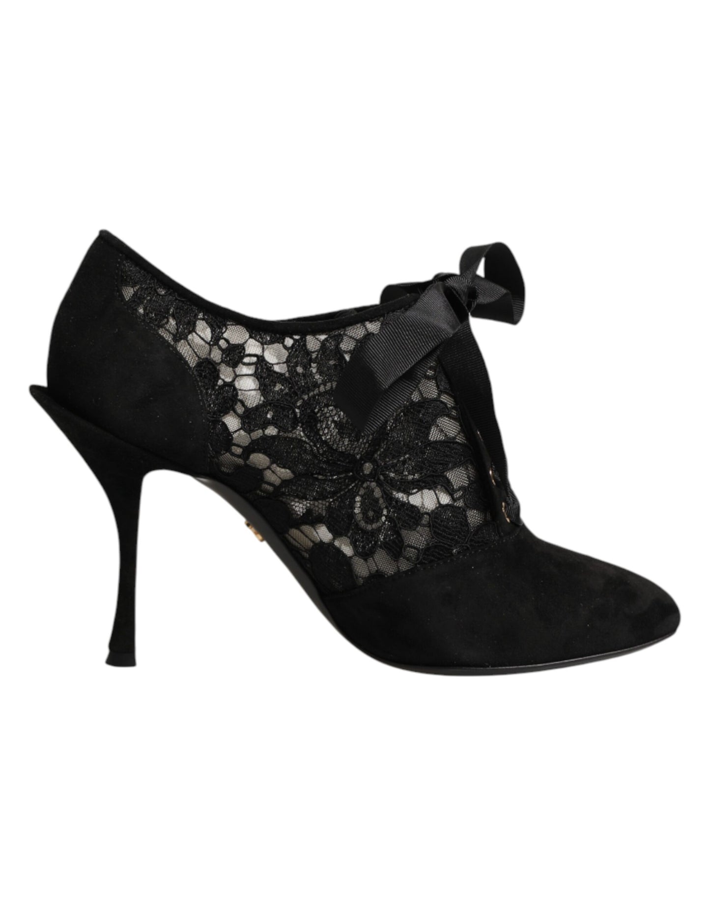 Scarpe con tacco alto e stringate Dolce &amp; Gabbana nere con stampa floreale