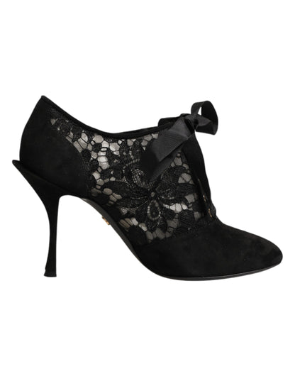 Scarpe con tacco alto e stringate Dolce &amp; Gabbana nere con stampa floreale