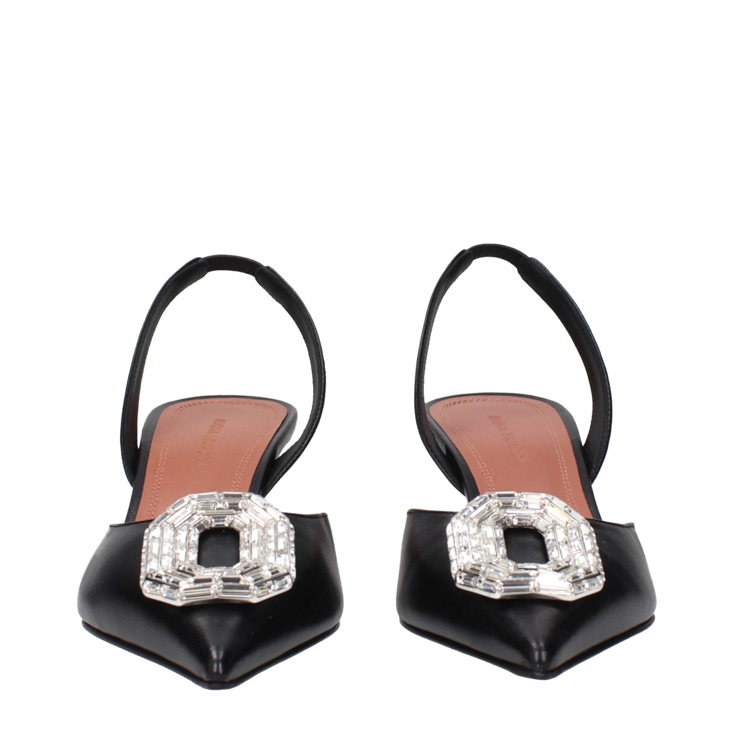 Amina Muaddi Black Leather Pumps