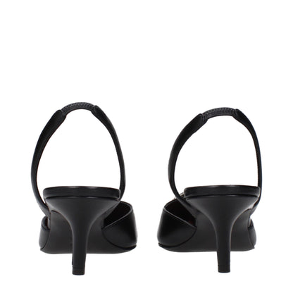 Amina Muaddi Black Leather Pumps