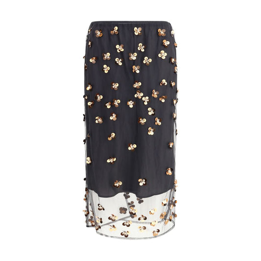 Forte_Forte Black Polyamide Midi Skirt