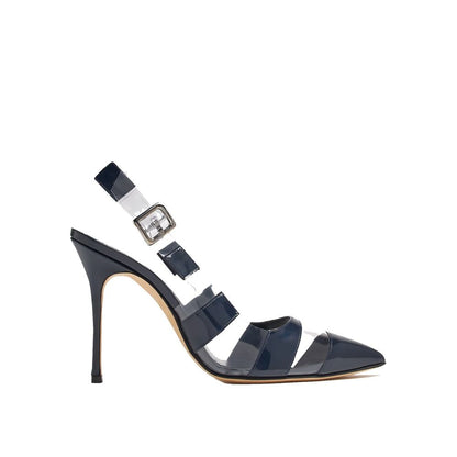 Manolo Blahnik Blue Calfskin High Heel Pumps