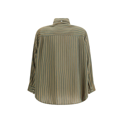 Cruna Green Viscose Pattern Shirt