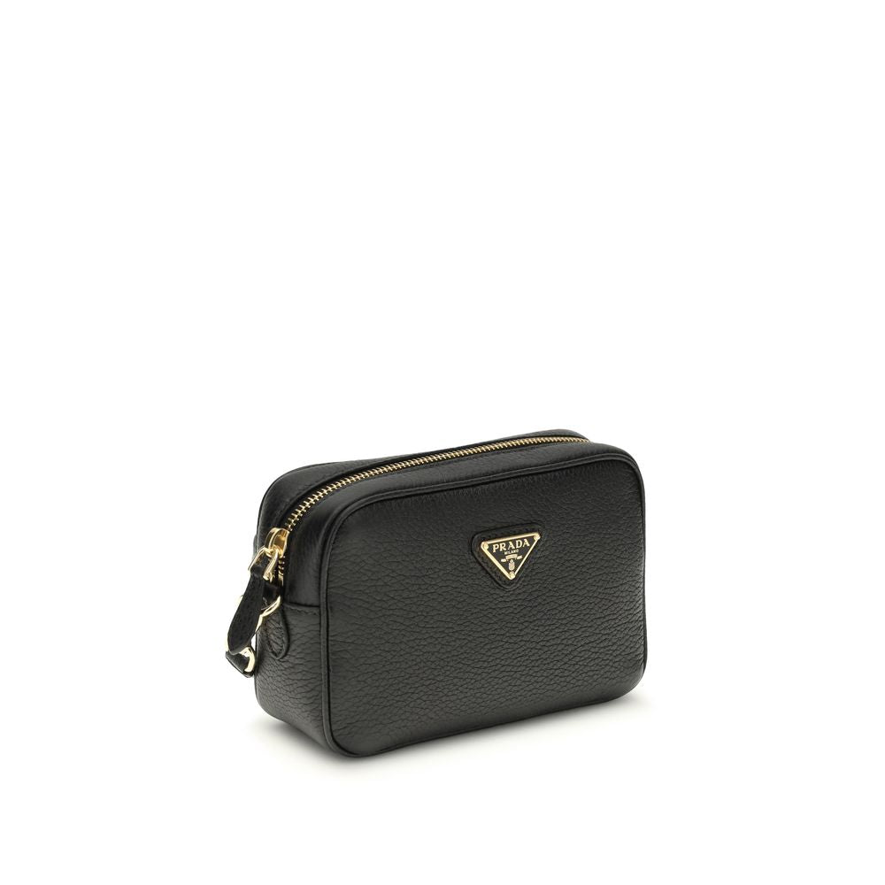 Prada Black Calf Leather Bos Taurus Shoulder Bag
