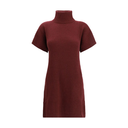 Brunello Cucinelli Bordeaux Fleece Wool Casual Dress