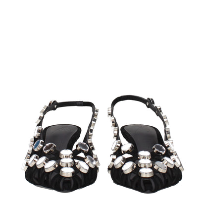 The Attico Black Leather Stiletto Heel Sandals