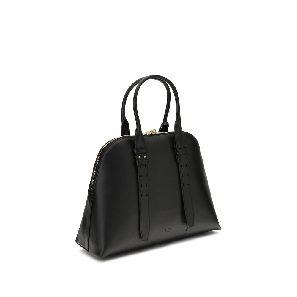 PINKO Black Calf Leather Bos Taurus Shoulder Bag