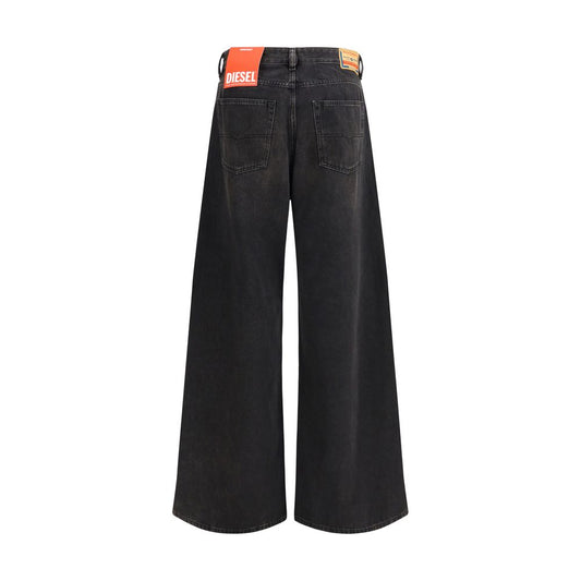 Diesel Black Cotton Relaxed Fit Jeans