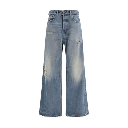 Diesel Blue Cotton Relaxed Fit Jeans