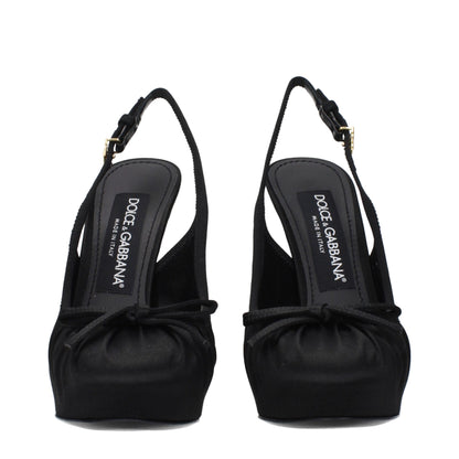 Dolce & Gabbana Black Satin High Heel Pumps