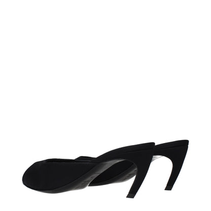 The Attico Black Fabric Flat Sandals