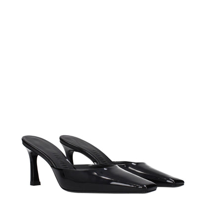 The Attico Black Leather Flat Sandals