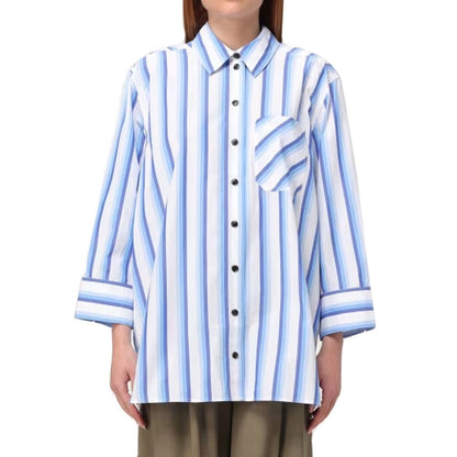Ganni Blue Cotton Pattern Shirt
