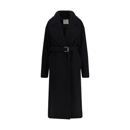 Max Mara Black Fleece Wool Coat