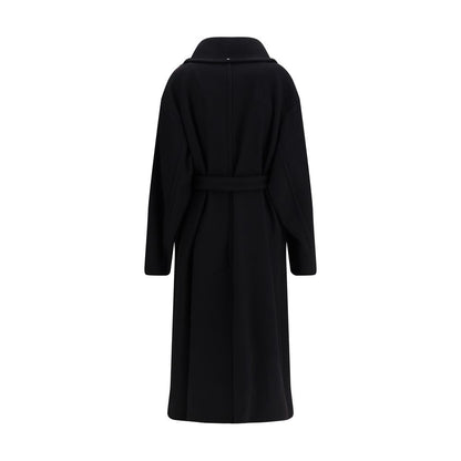 Max Mara Black Fleece Wool Coat