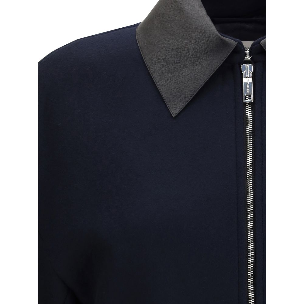 Max Mara Blue Fleece Wool Coat