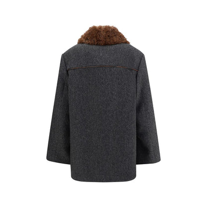 Cappotto in pile di lana grigio Prada
