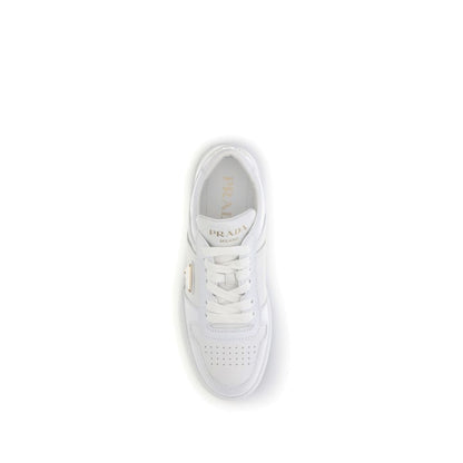 Prada White Calf Leather Bos Taurus Platform Sneakers