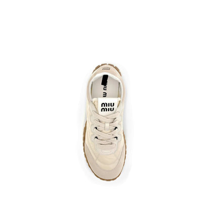 Miu Miu Cream Recycled Polyamide Athletic Sneakers