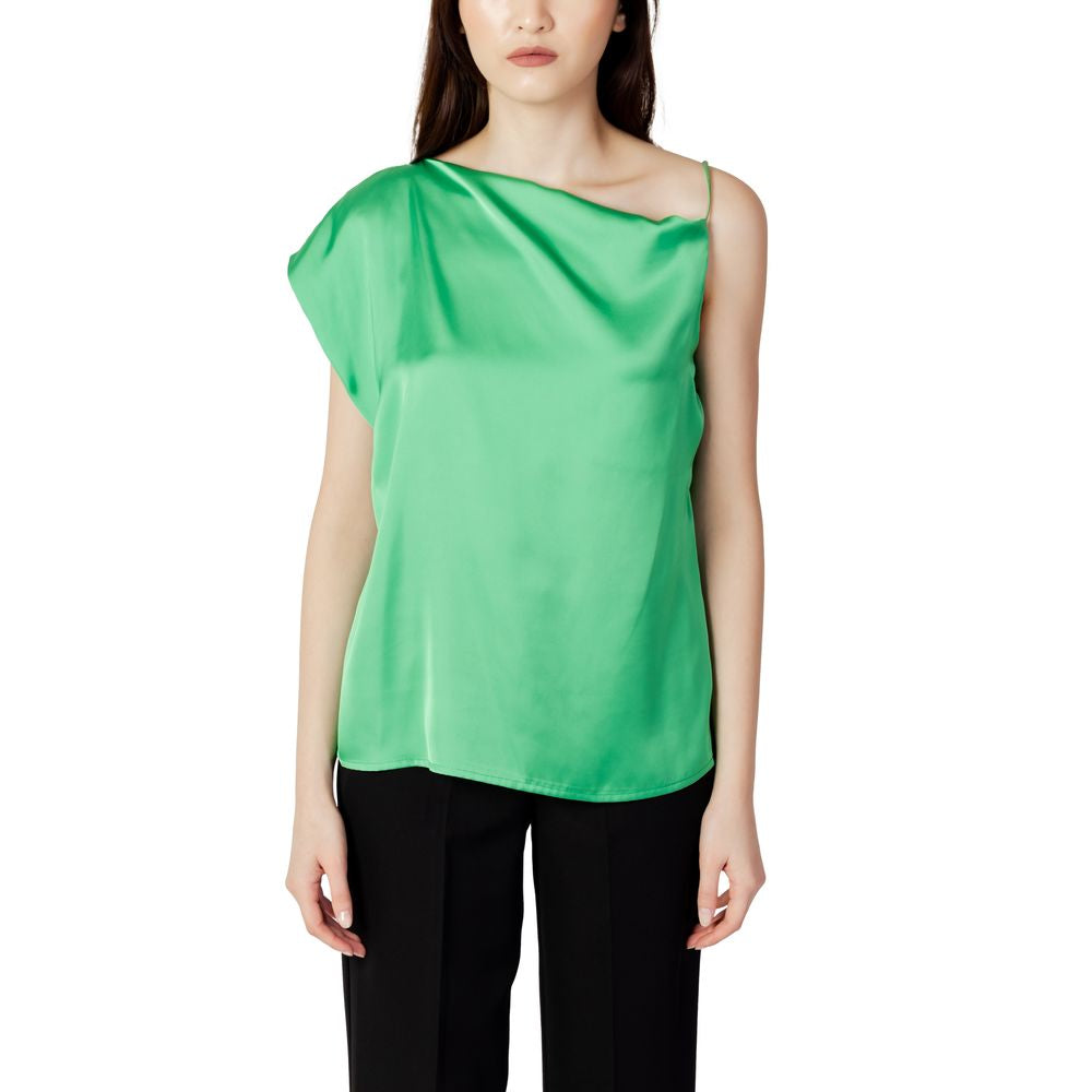 Hanny Deep Green Polyester Tank Tops
