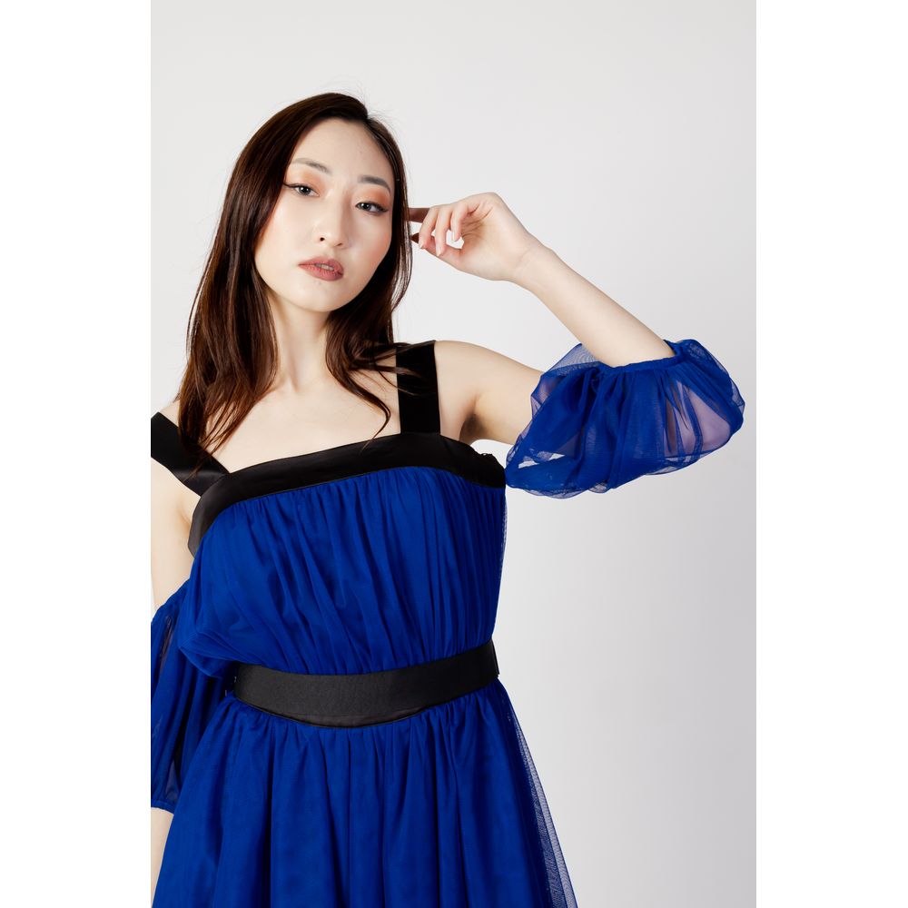 Hanny Deep Blue Polyester Midi Dress