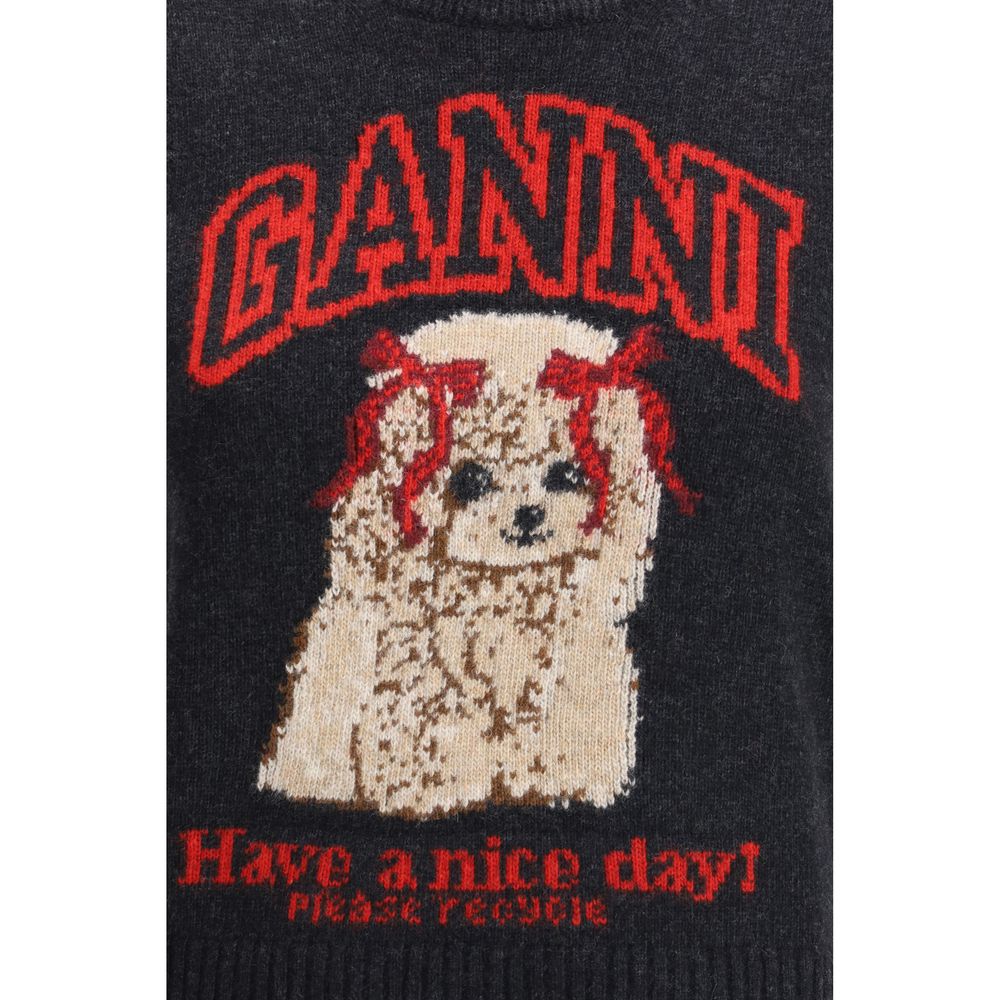Ganni Black Wool Top