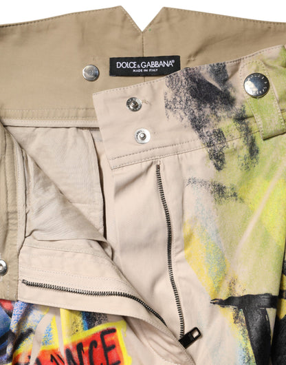 Dolce & Gabbana Multicolor Graffiti HighWaist Bermuda Shorts