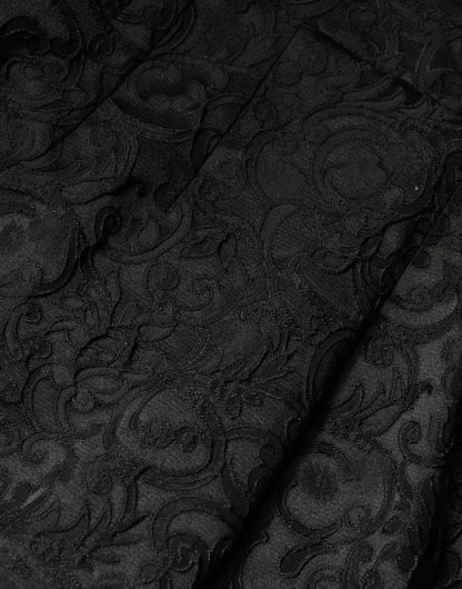 Dolce & Gabbana Black Floral Brocade High Waisted Trouser Pants