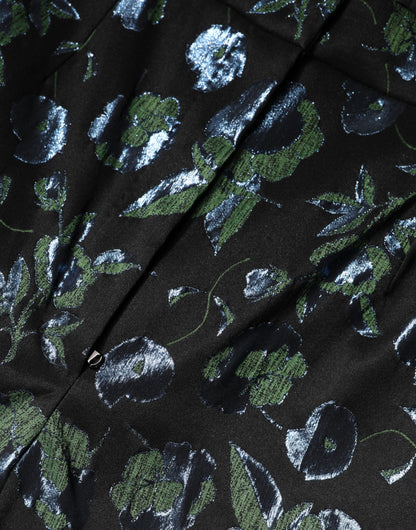 Dolce & Gabbana BlueGreen Floral Metallic Slim Trouser Pants