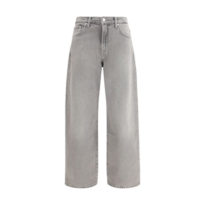 7FOR Gray Cotton Relaxed Fit Jeans