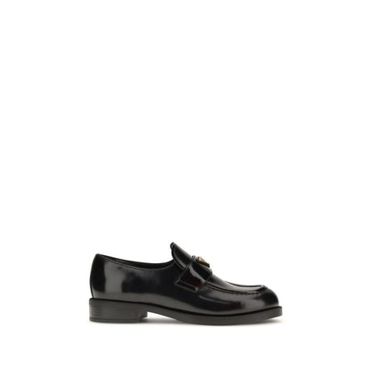 Prada Black Calf Leather Bos Taurus Slip-On Loafers